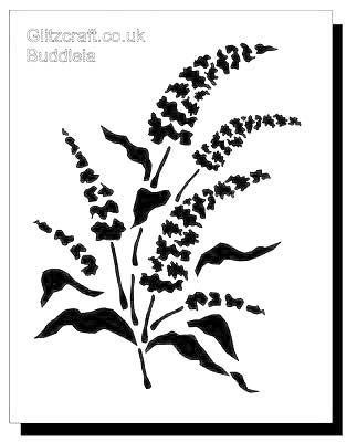 Buddleia flower stencil for cards and crafts.