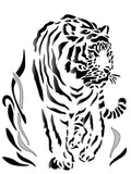 Tiger stencil for cards and crafts - tiger walking through long grass