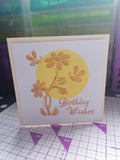 Birthday wishes bee in Glitzcraft gold glitter paste  on top of a yellow circle sunshine background
