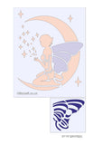 3d Stencil of Fairy sitting on the moon with moon dust