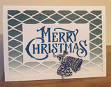 Card made with Glitzcraft Glitter paste - image of bells, with the text  "Merry Christmas"