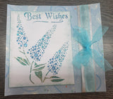 Budlia best wishes stencil example of stencil used with Glitzcraft glitter paste