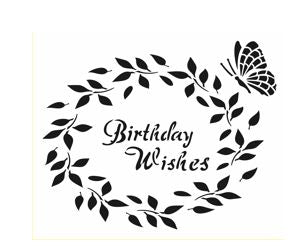 Birthday Wishes Stencil - Happy Birthday Wreath 