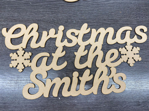 Personalised MDF Christmas Sign with family name