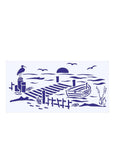 Boardwalk Stencil Beach and boat and sunset