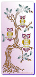 Mylar Stencil of a Trio of owls in an oak tree 