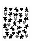 Gingerbread Man and Hearts Background Stencil
