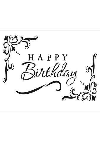 happy birthday stencil flower corner fancy corner stencil