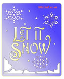 Let it snow stencil for Christmas cards and crafts  Image of snowflakes. The text reads "Let it Snow"