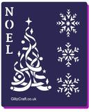 Stencil with NOEL with Christmas tree and Snowflakes
