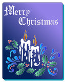 Merry Christmas Stencil with Candles holly and berries