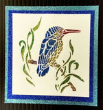 Kingfisher 2, Stencils on card with Glitter paste - Glitzcraft
