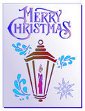 Merry Christmas Stencil with Candle in lantern