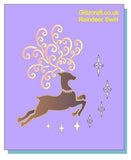Mylar Stencil of a reindeer leaping across the sky 