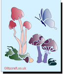 Toadstool and Butterfly Stencil by Glitzcraft