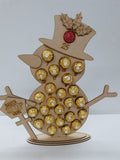 MDF Snowman advent calendar ready to decorate or use plain. 25 Holes for Ferrero Rocher or Lindt Lindor Chocolates 