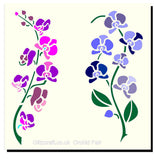 Pair of Orchids, 2 flowering plants - mylar stencil