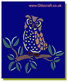 Mylar stencil of an Owl in a Tree  