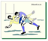 Rugby Players in a tackle Stencil