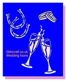 Stencil with Wedding rings, glasses and horse shoes