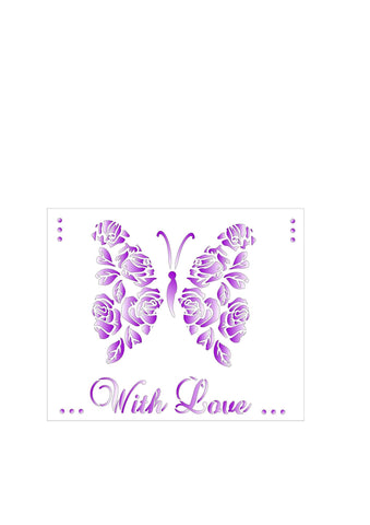 Butterfly roses with love stencil