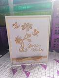 Birthday wishes bee in Glitzcraft gold and silver glitter paste  card with a gold ribbon