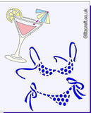 Bikini Cocktail stencil - Mylar stencil 