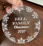 Circular Acrylic Engraved Bauble - personalised