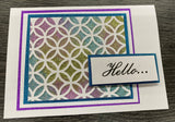 Circle Weave stencil used for a beautiful multi-coloured background with Glitzcraft paste