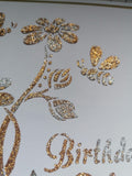 Birthday wishes bee in Glitzcraft glitter paste with a gold and silver glitter paste