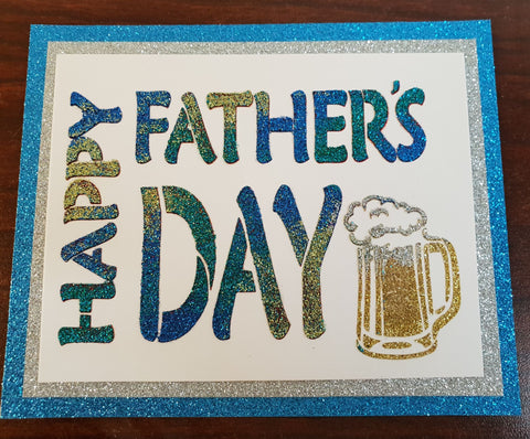 Father's Day Stencil with text Happy Father's Day and a pint of Beer